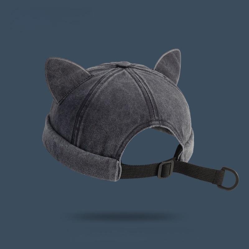 1pc Winter Warm Landlord Hat for Men,outdoor Windyproof Versatile Bucket Hat with Cute Cat Ear,adjustable Brimles Melon Skin Hat