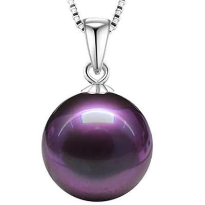 [Loja de Pérolas C-Girls] Colar, Roxo, Roxo Extremamente Raro, Pérola Hanadama Extra Grande de 14 mm, Pingente Roxo, Prata 925, Disponível em 5 Cores,