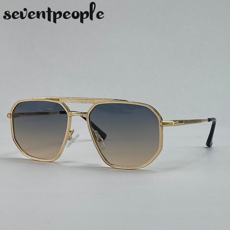 Classic Square Punk Sunglasses Men  Luxury Brand Vintage Metal Frame Polygon Sun Glasses Trendy Double Beam Shades For Male