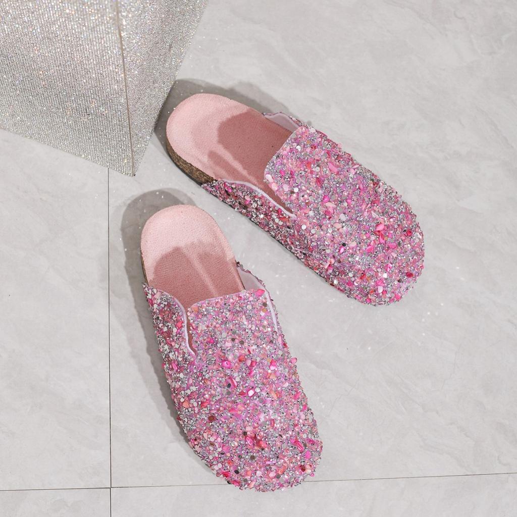 Baotou Brick Slippers, Women's Shoes, Sequins, Semi Slippers, Soft Soled Shoes, Casual Shoes, Non Slip Shoes, Sandals