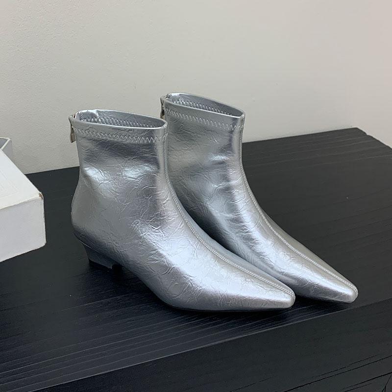 Fashion Fashion Pointed Toe Ladies Modern Short Boots Zippers Female Low Heel Women Ankle Stretch Boots Pumps Shoes