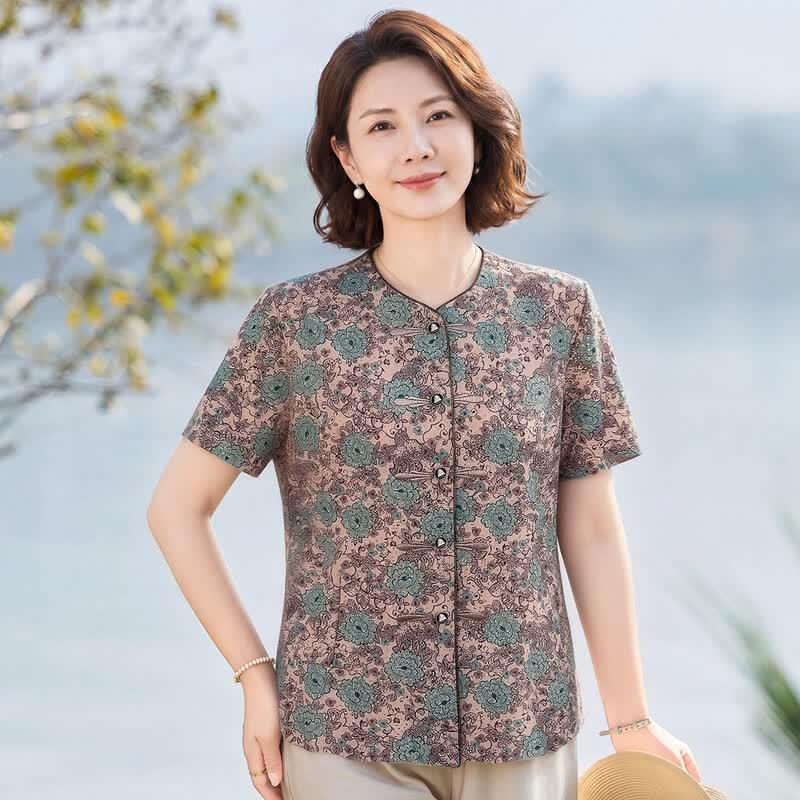Haoyi Summer Retro Floral Chinese Style Women's Top