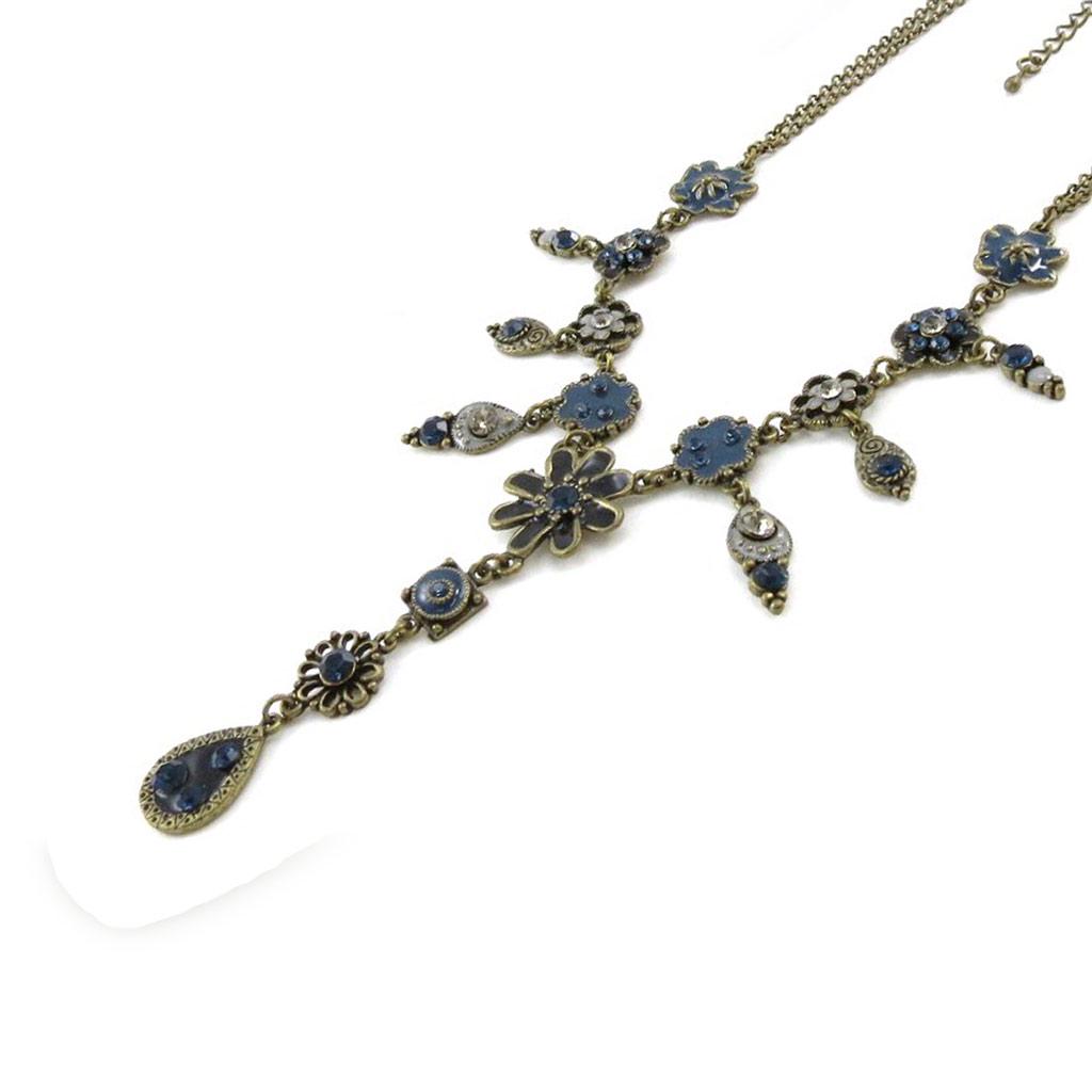 Les Trésors De Lily [E5722] - Designer Necklace 'Fleurettes' Navy
