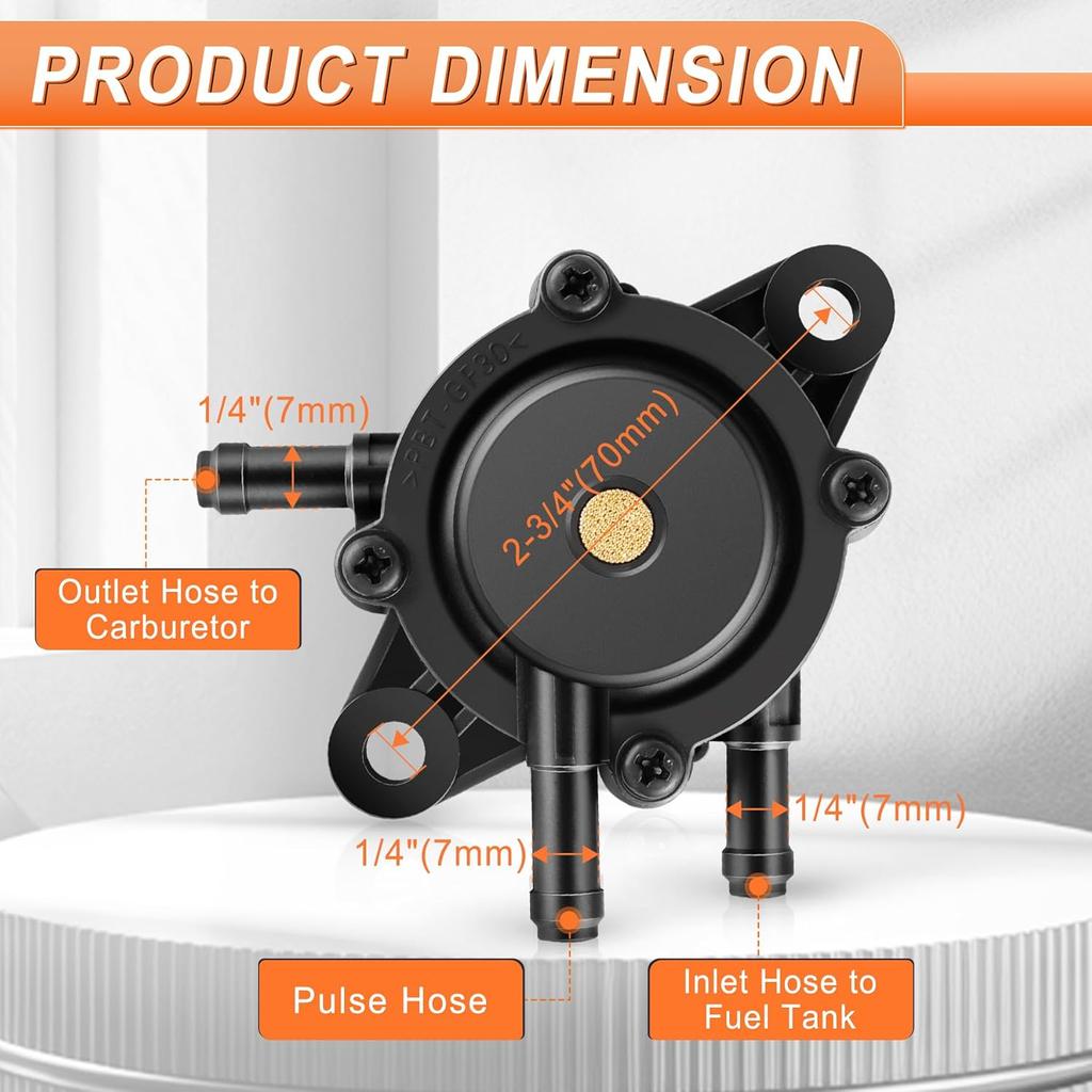 JUSTTOP Fuel Pump With Filter & Oil Hose, Compatible With Kohler 17HP-25HP, Briggs And Stratton, John Deere, Honda, Kawasaki, Yamaha Small Engine