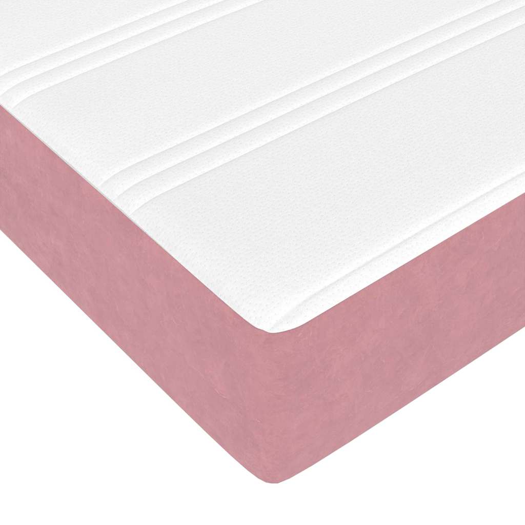 Bed Frame with Mattress Pink 120 x 190 cm Fabric