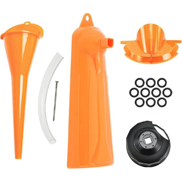 Oil Change Kit Fit for Harley Oil Filter Cap Wrench Crankcase Fill Funnel Primary Case Oil Funnel Drip-Free Oil Filter Funnel 30Pcs O-Rings