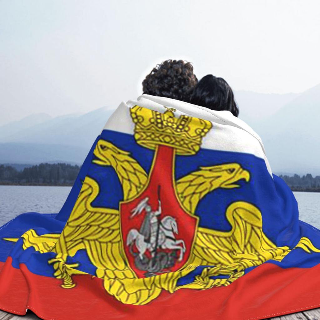 Coat Of Arms Of Russia Russian Flag Blankets Soft Warm Flannel Throw Blanket Bedding for Bed Living Room Picnic Travel Home Sofa