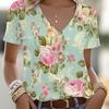 Γυναικείο Casual T-shirt με Κοντό Μανίκι και V Λαιμό