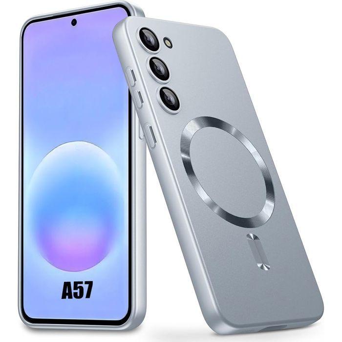 Hülle für Samsung Galaxy A57 5G, Flüssigsilikon Kratzfest mit Silbernem Magnetischem Kreis