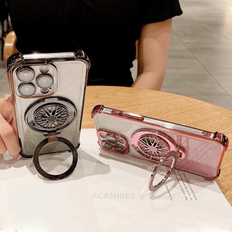 Rotating Gyro Cooling Suitable for Apple 16promax Electroplating Bracket Mobile Phone Case IPhone 15 Magnetic Protection Case