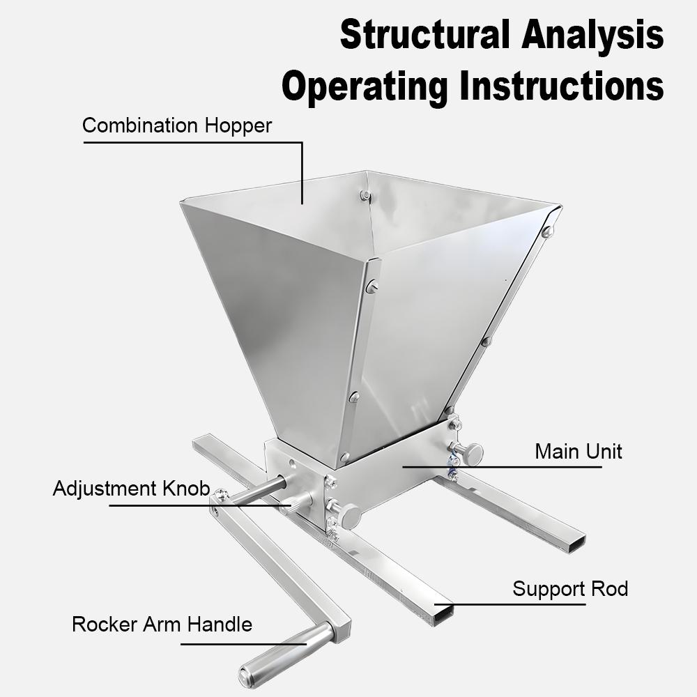 Malt Crusher Barley Grain Grinder Mill 2-roller Manual Adjustable 45# Carbon Steel Mill for Homebrew Beer Brewing