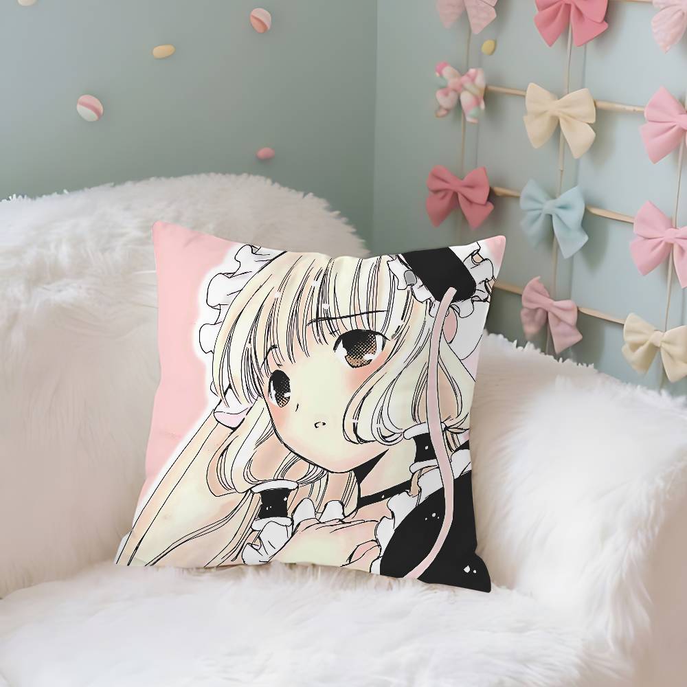 Cute Anime C-Chobits Kawaii Throw Pillow Covers Pattern Cushion Cover Suitable For Sofa Bedroom Car Pillow Cover