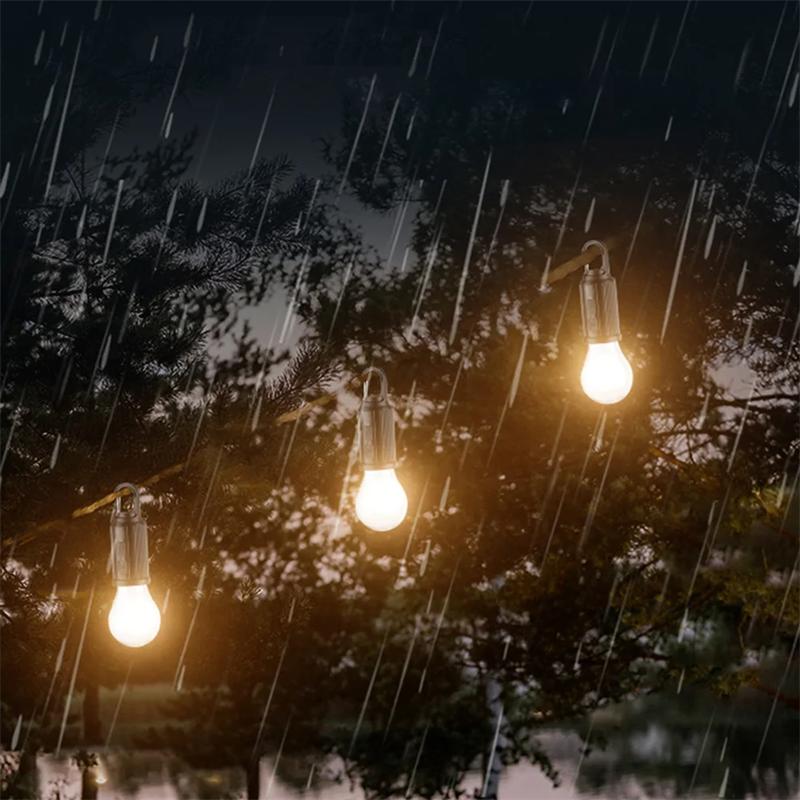 Solar Powered USB Rechargeable Camping Hanging Lamp Waterproof Portable Tent Light Bulb Outdoor Garden BBQ Party Decor Night Lighting