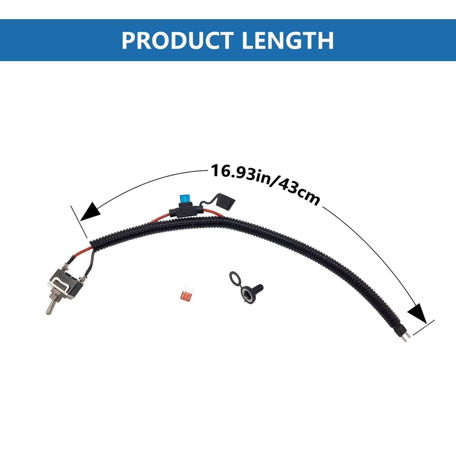 Universal Fuse Bypass Switch kit for ATM APM Mini-Fuse Towed Vehicles, Car Fuse Holder Connector, with Heavy Duty Rocker Toggle Switch, 16 Gauge