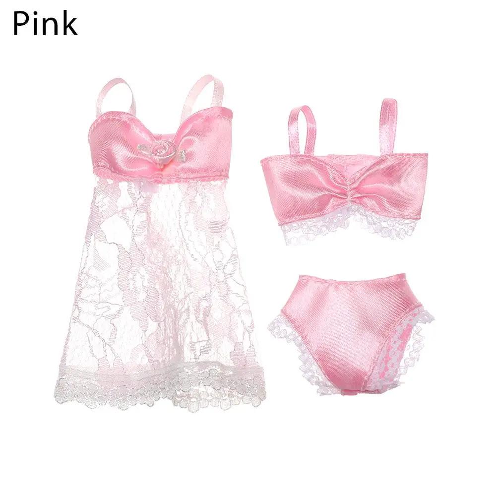 1Set Doll Clothes Sexy Doll Pajamas Lace Lingerie Bra + Underwear + Night Dress Nightwear Bikini Clothes 1/6 Dolls Accessories