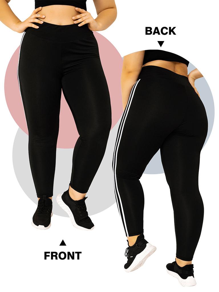 Casual Sports Trousers for Women High-waisted Milk Silk Large Size with Two Side Stripes 9-inch Trousers