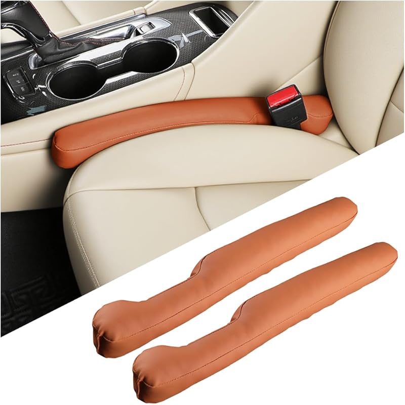 2PCS Leather Car Seat Gap Filler, Vehicle Crevice Plug Fill The Gap Between Seat & Console Stop Things From Dropping, Automotive Drop Blocker Catcher