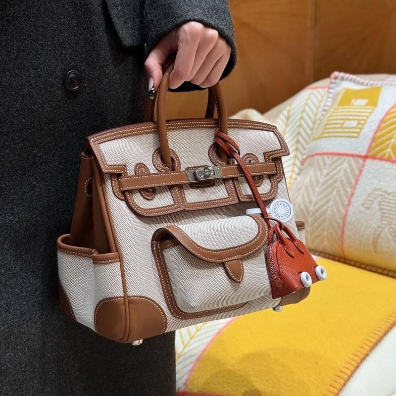 New 25CM Cargo-Swift leather with canvas pocket leather shoulder strap