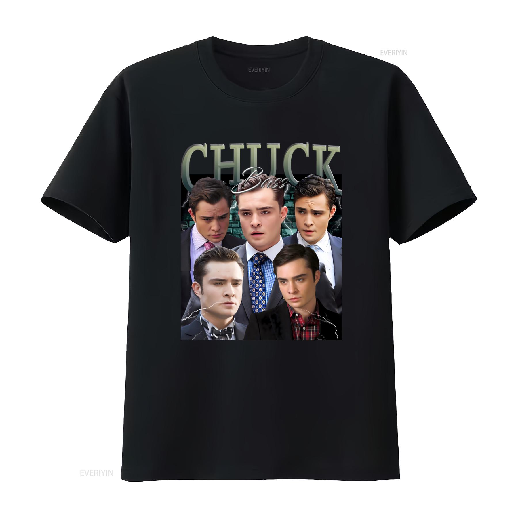 

Chuck Bass Retro Bootleg T Shirt for Women and Men vintage Washed fashion Unisex Top For Everyday Wear Breathable Versatile 4XL