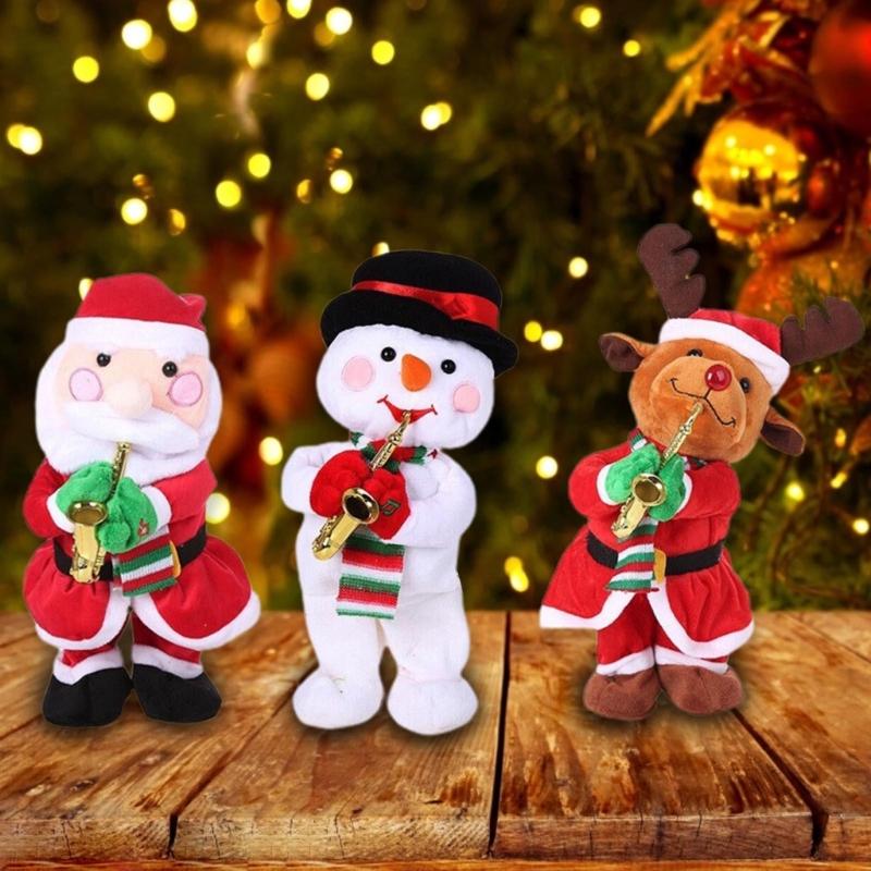Christmas Gift Miniature Santa Claus with Saxophone Handmade Lovely Toy Holiday Twisting Santa Snowman Reindeer