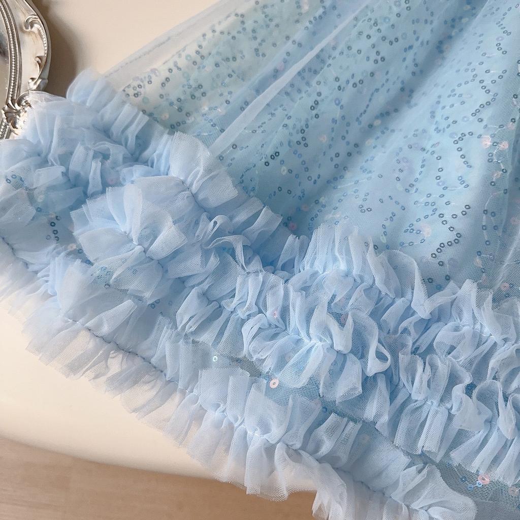 Summer Girls Sequin Tulle Sleeveless Princess Dress Kids Party Tutu Gown For Little Girl Birthday Celebration Outfit