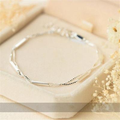 925 Sterling Silber Doppel Schicht Geometrische Charme Armband & Armreif Für Frauen Mode Schmuck Hochzeit Party Geschenk sl009
