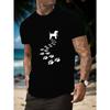 European Size Puppy Dog Paw Men's Short Sleeve T-shirt Summer T-shirt Top