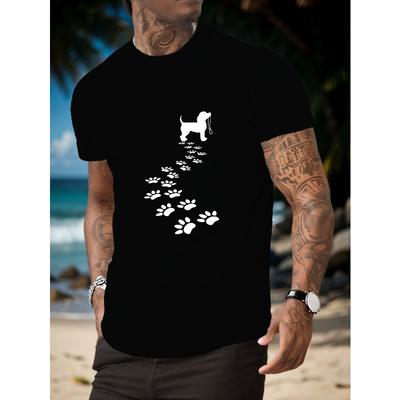 Europäische Größe Welpen Hundepfote Herren Kurzarm T-Shirt Sommer T-Shirt Top