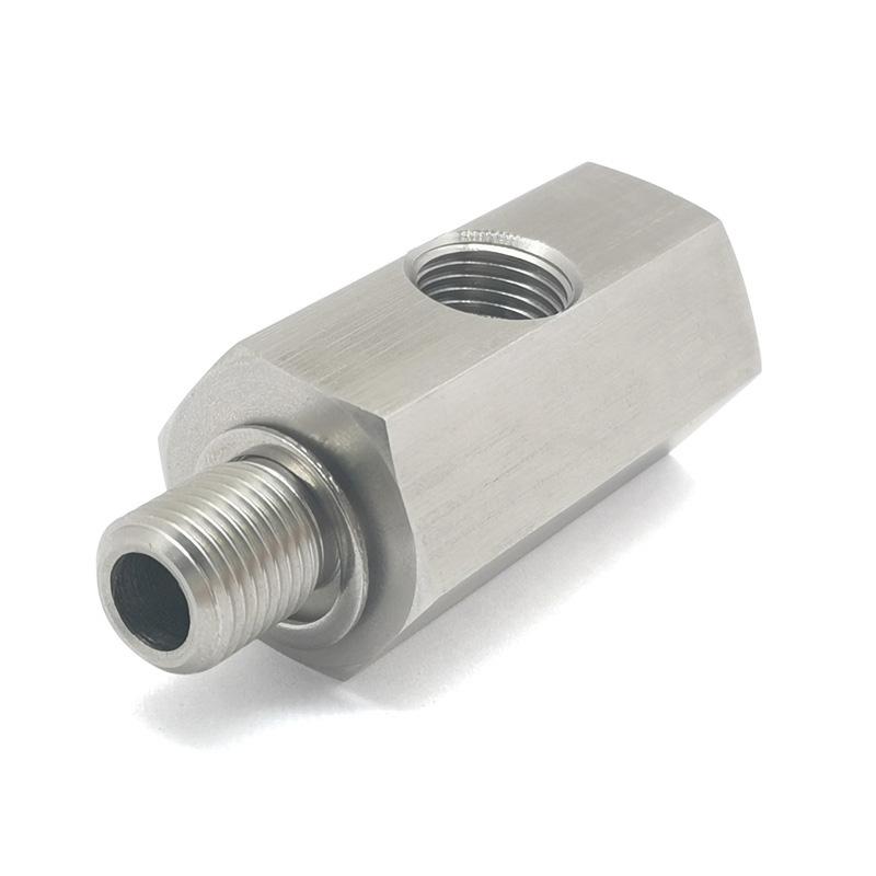 Öldrucksensor-T-Stück M10x1.0 auf M10x1.0 Adapter Seitenbohrungen 1/8NPT Innengewinde Turbo-Zuleitung Manometer