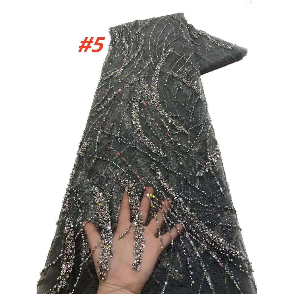 Luxus Französisches Netz Spitzen Perlen Stoff 2025 Hohe Qualität Afrikanische Nigerianische Pailletten Spitze Spitze Für Frauen Hochzeitsfeier Kleider Nähen