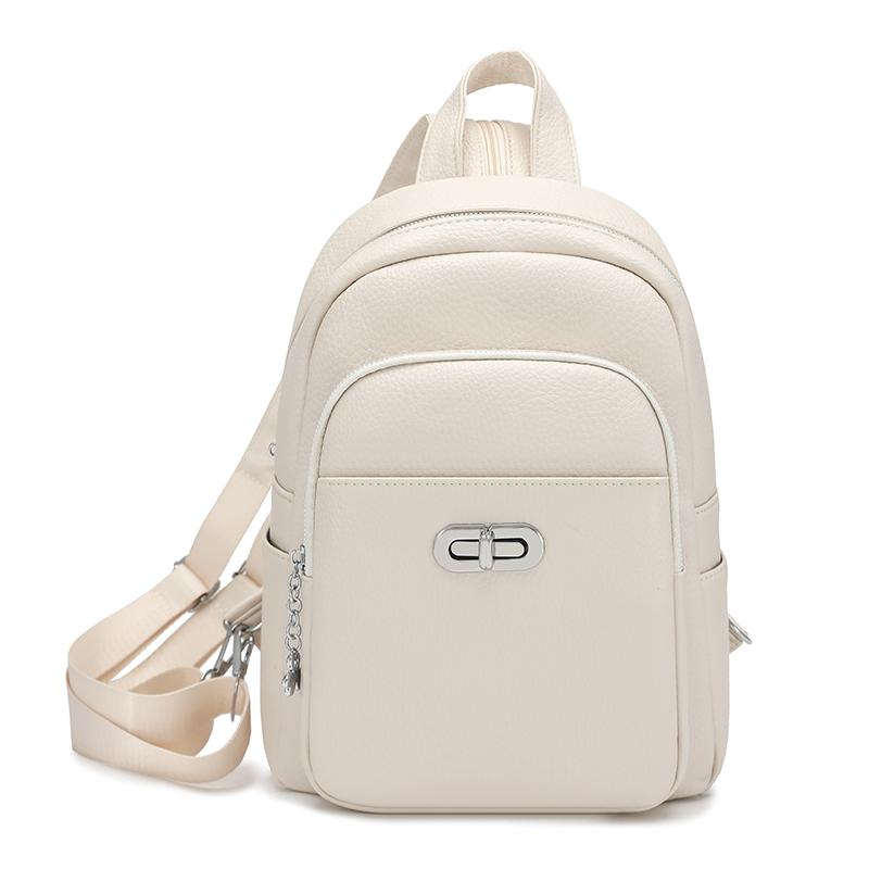 Vintage PU Backpack Women's Multi-Layer Large Capacity Chest Bag Multi-Use Lightweight Crossbody Bag