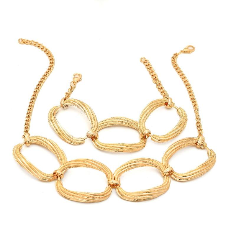 Metal geometric cut out chain necklace bracelet insfashionretro jewelry