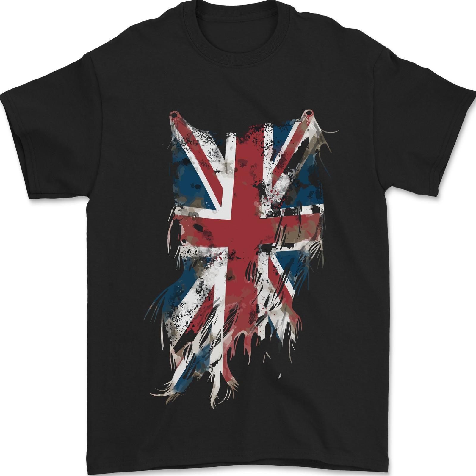 Distressed Union Jack Flag GB British UK Mens T-Shirt 100% Cotton L