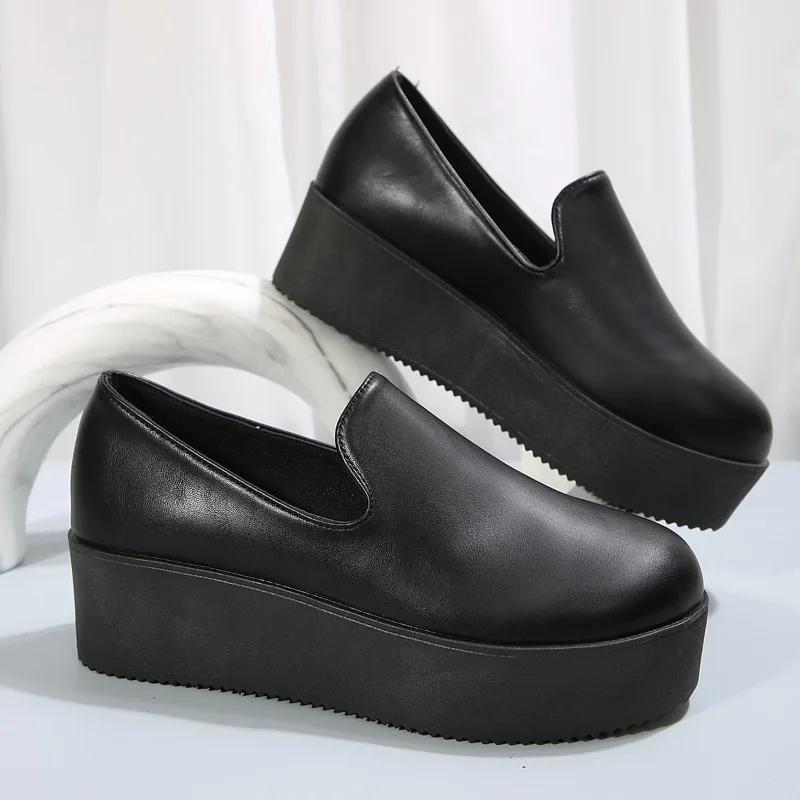 Women's Loafers Platform Sole One Kick Round Toe Anti-Slip Sole 36-43 Shoes Women Leisure Work Fashion Roman Zapatillas De Mujer