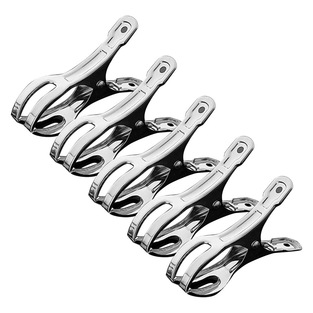 5Pcs Stainless Steel Clothespins Strong Clamping Rustproof Durable Lightweight Portable Metal Beach