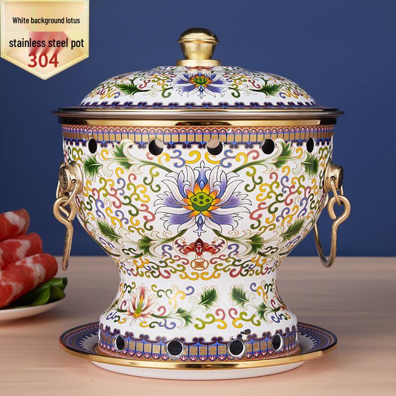Single Person Extra Thick Copper Hot Pot with Lotus Design