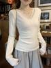 Korean Style Lace V-neck Long-sleeve Women's Top - Slim Fit, Autumn Niche Design