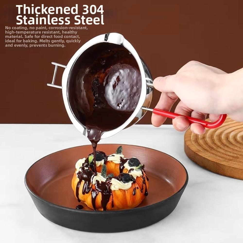 304 Stainless Steel Chocolate Melting Pot Heat Resistant Handle Candle Making Pot Baking Tool