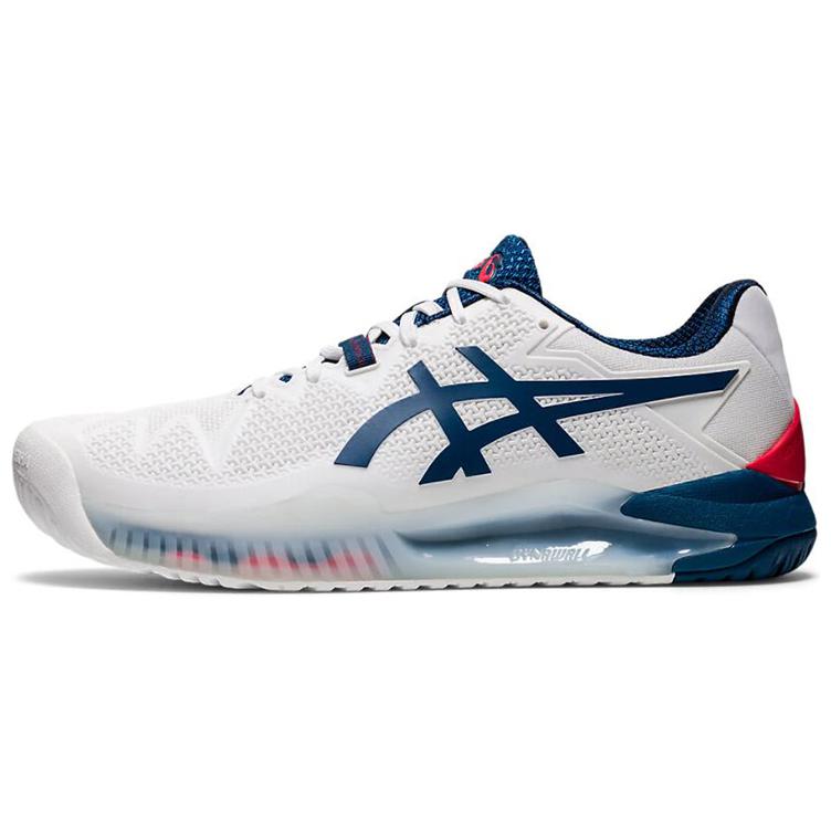 ASICS Gel Resolution 8 2E Wide White Mako Blue 1041A113-103 40.5