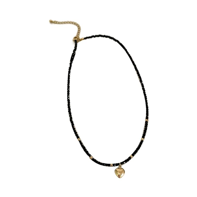 Ручная работа Бохо Стиль Бусы Ожерелье Черный Хрусталь Цепочка Ожерелье Уникальное Украшение на Шею Изящный Чокер для Вечеринки Повседневный 1