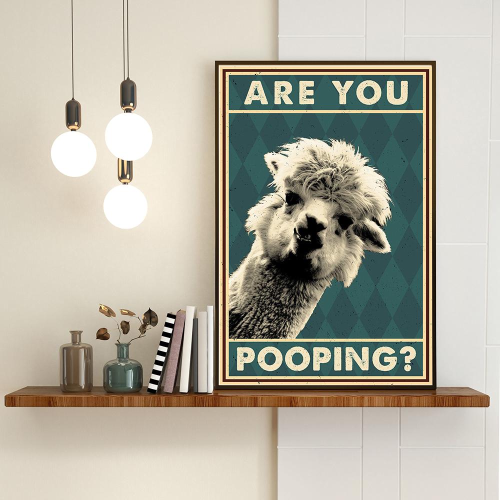Lama Amuzantă Drăguță Ești Caca Poster Vintage Decor Baie Artă de Perete Pictură pe Pânză Cadou Toaletă Imagini Alpaca Imprimeuri