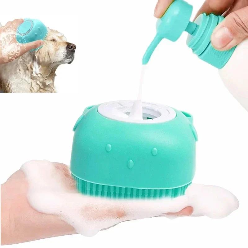 Haustier-Badebürste Weiche Silikon-Massagebürste Duschgel Badebürste Reinigungsbürsten Kamm Hund Katze Reinigung Pflegezubehör
