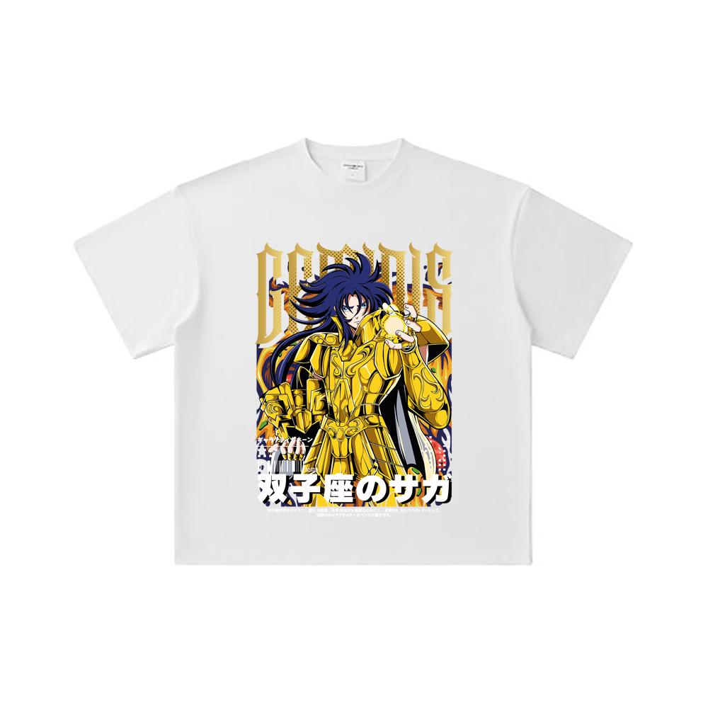 260 GSM Double Yarn 32 Count 100% Cotton Saint Seiya V28 Gemini Print Unisex Heavy Cotton T Shirt