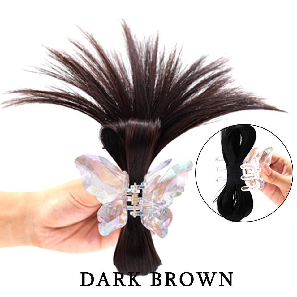 Synthetic Hair Crystal Butterfly Clasp Bun Scrunchie Claw Clip In Hairpiece Hair Extensions Natural Fake Hair Accessories