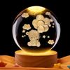 3D Laser Engraved Crystal Ball Night Light with Balloon Bear and Starry Sky