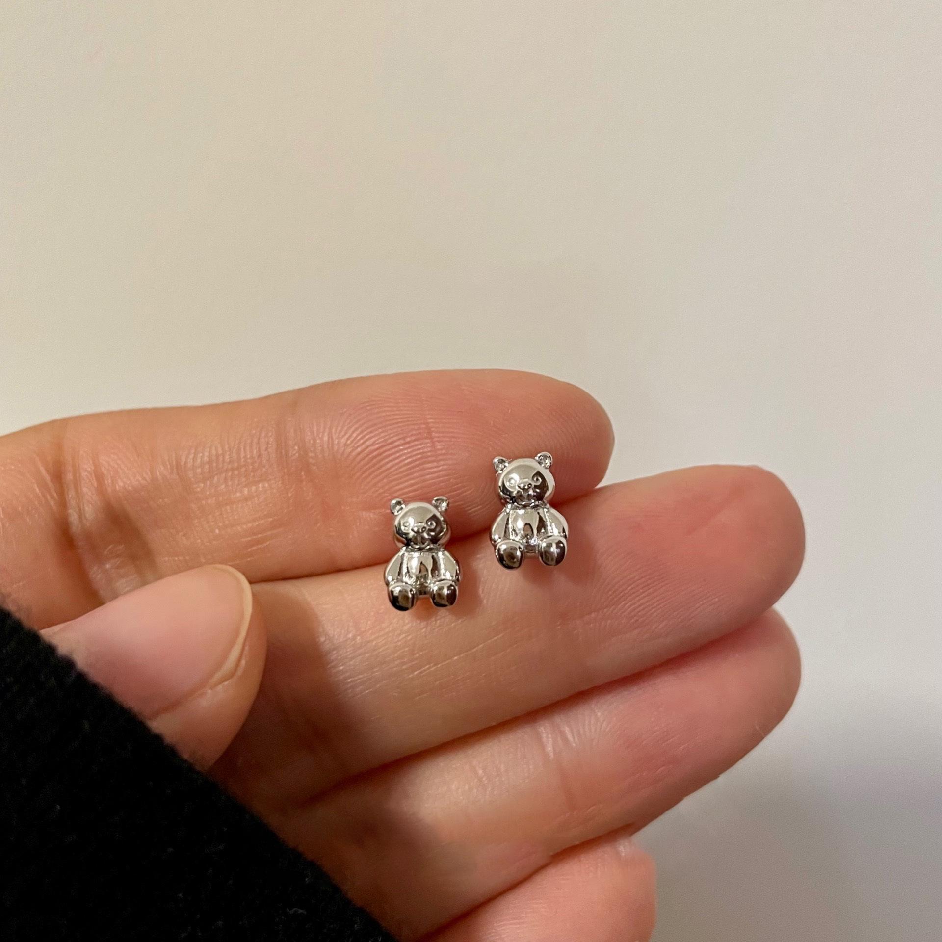 

Роскошные Универсальные Девичьи Серьги: Серьги-пусеты из стерлингового серебра 925 пробы с позолотой, в виде подвесок-мишек 925 Sterling Silver