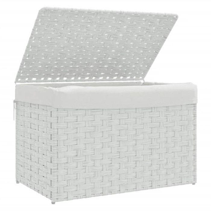 VidaXL Laundry Basket with Lid White 55.5x35x34cm Woven Resin 372053