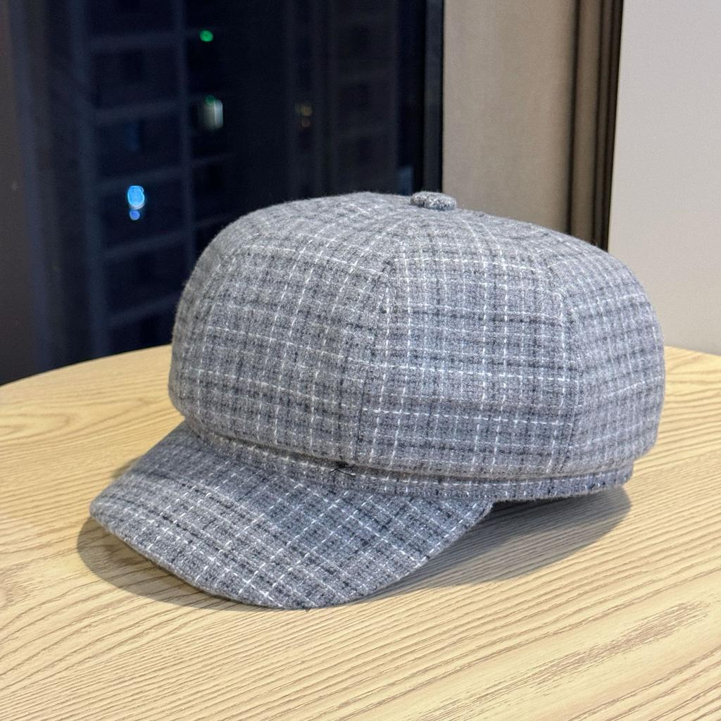 Octagonal Hat for Women In Autumn and Winter New Fashionable and Versatile Face Showing Beret British Retro Peaked Hat