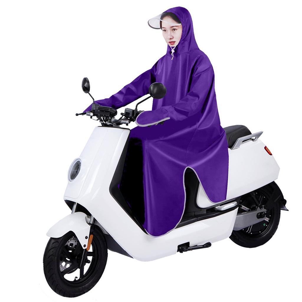 Electric Bike Raincoat Enlarged Protection Oxford Cloth Adults Sleeve Rain Poncho for Cycling Purple 5XL