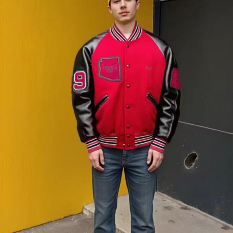 Unisex Oversized Baseball Jacket With Embroidered Letter Design Fall Streetwear Hoodie Style Outerwear